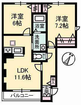 シャーメゾン シエクル(2LDK/1階)の間取り写真