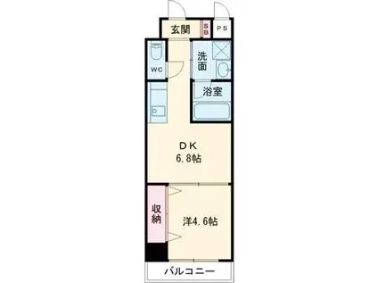 トレステーラALEXIII(1DK/4階)の間取り写真