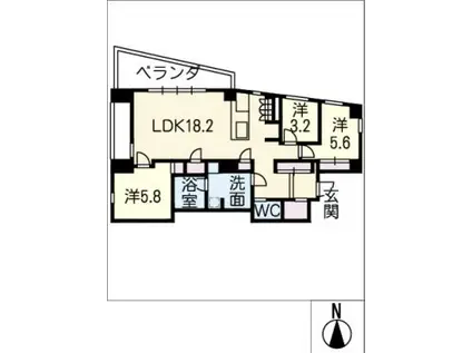 MOTHER(3LDK/8階)の間取り写真