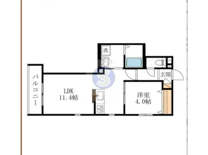 BRAWNY福島(1LDK/1階)の間取り写真