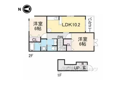 フォンテーヌ(2LDK/2階)の間取り写真