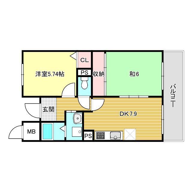 シャルマン(2LDK/3階)の間取り写真