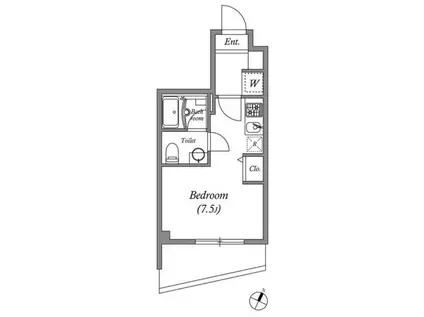 SQUARE CITY KANAMACH(ワンルーム/12階)の間取り写真