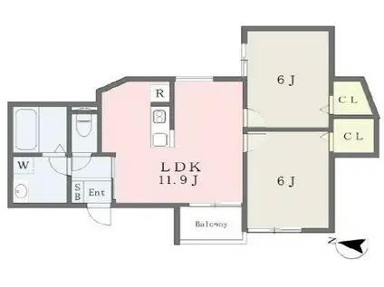 S APT.玉津町春とそよ風のフィオーレ(2LDK/1階)の間取り写真