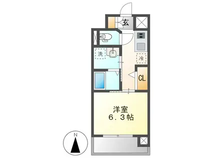 セシオン太閤(1K/6階)の間取り写真