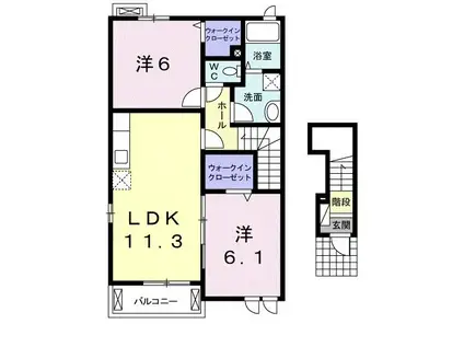 ヒーリング山領(2LDK/2階)の間取り写真