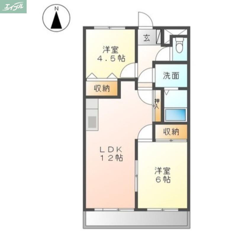 ルトゥール(2LDK/3階)の間取り写真
