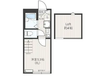 コートレジデンス武蔵中原(1K/2階)の間取り写真