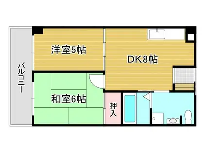 サンコーポ熊本(2LDK/6階)の間取り写真