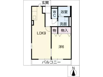 グローリー上川原(1LDK/1階)の間取り写真