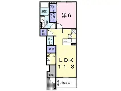 ウエストリバー(1LDK/1階)の間取り写真