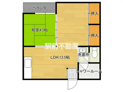 コーポゆり(1LDK/2階)の間取り写真