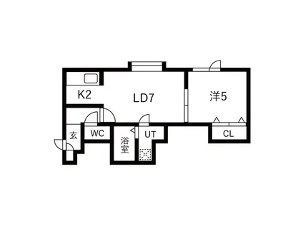 シティリバーII(1DK/2階)の間取り写真