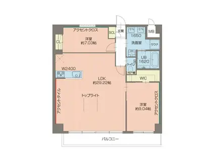 プレジオ西宮北口(2LDK/7階)の間取り写真