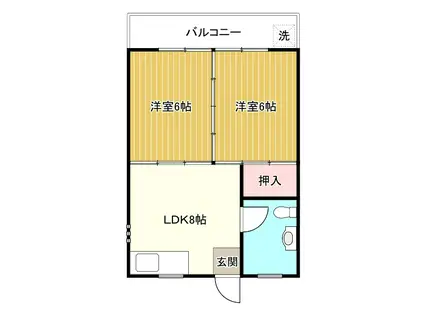 ローズハイム松山(2DK/3階)の間取り写真