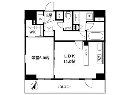 スカイコートルーベンス西早稲田(1LDK/11階)の間取り写真