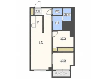 ボヌール学園前(2LDK/4階)の間取り写真