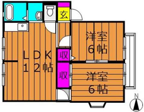 エポック広江A棟(2LDK/2階)の間取り写真