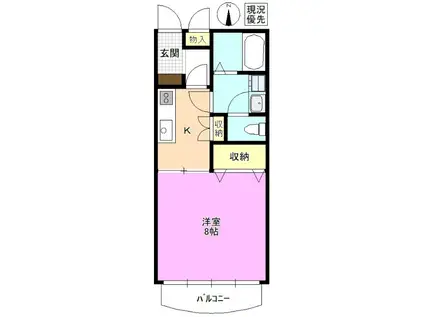 レジデンスヤマシチ A(1K/2階)の間取り写真