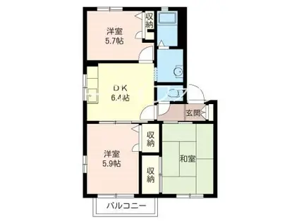 クレスト広田III(3DK/2階)の間取り写真