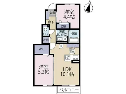 セレーネTM(2LDK/1階)の間取り写真