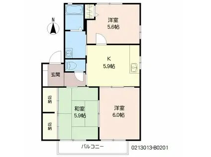ファミール蔵上B(3K/2階)の間取り写真