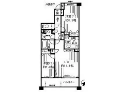ミレニアムコート青葉台(2LDK/2階)の間取り写真