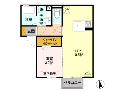 シャンフルールA棟(1LDK/1階)の間取り写真
