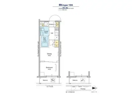 プラウドフラット品川大井町(1DK/3階)の間取り写真