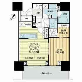 グランドメゾン上町台レジデンスタワー(1SLDK/5階)の間取り写真