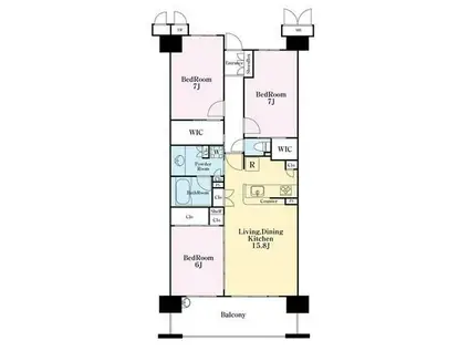 ルネ・エアズヒルII番館(3LDK/11階)の間取り写真
