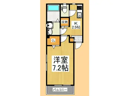 ラルジュール(1K/1階)の間取り写真