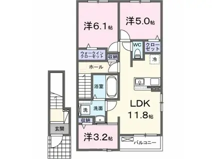 イースト メゾン(3LDK/2階)の間取り写真