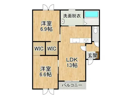 DOLCE AMOREI(2LDK/3階)の間取り写真