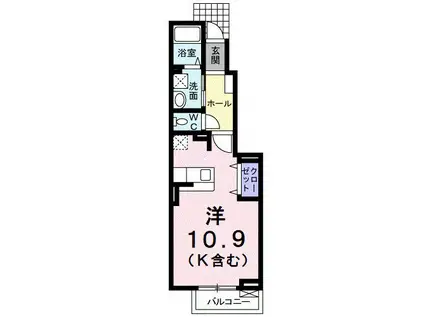 セイバリー・M(ワンルーム/1階)の間取り写真