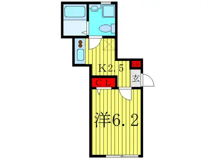 ロータス泉町(1K/2階)の間取り写真