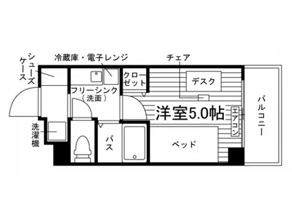 学生会館 CLASSY BASE 経堂(ワンルーム/3階)の間取り写真