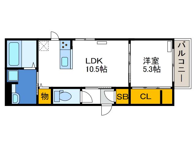 地下鉄長堀鶴見緑地線 大正駅(大阪) 徒歩15分 3階建 築6年(1LDK/2階)の間取り写真