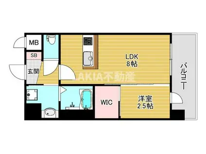 セレニテ南堀江エクラ(1LDK/2階)の間取り写真