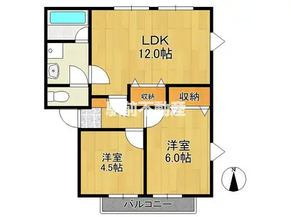 エクセレントハイツB棟(2LDK/2階)の間取り写真