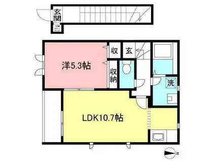 ノース CONCERTO(1LDK/2階)の間取り写真