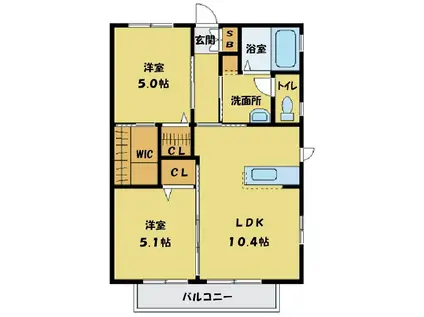 カーサエリート(2LDK/1階)の間取り写真