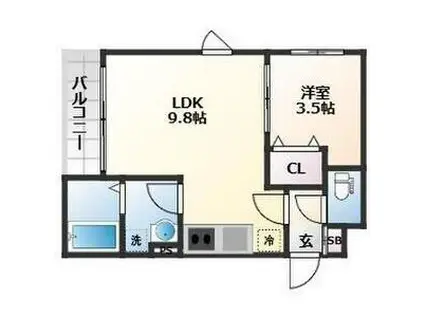 ソルフォート(1LDK/3階)の間取り写真