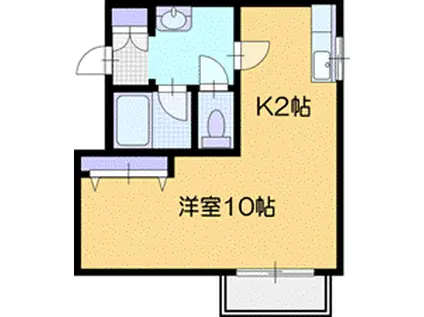 クレアコートひばりヶ丘(1K/2階)の間取り写真