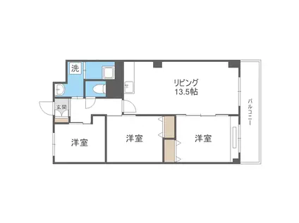 共済ハウス(3LDK/8階)の間取り写真