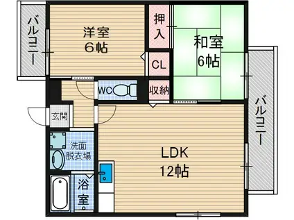 フォーチュン4(2LDK/1階)の間取り写真