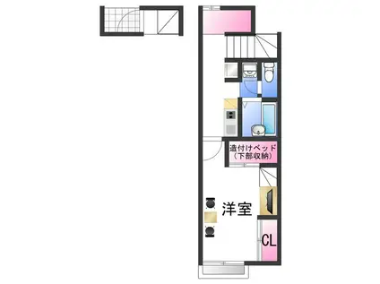 レオパレスKSPIRIT葵(1K/2階)の間取り写真