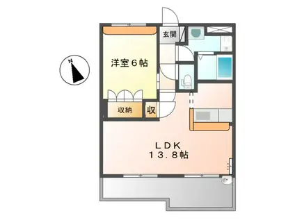 エスポア21(1LDK/2階)の間取り写真