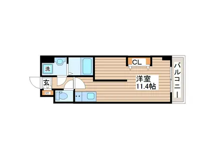 ガーデンロッジIII(1DK/5階)の間取り写真