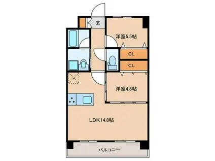 SQUARE箱崎東(2LDK/3階)の間取り写真